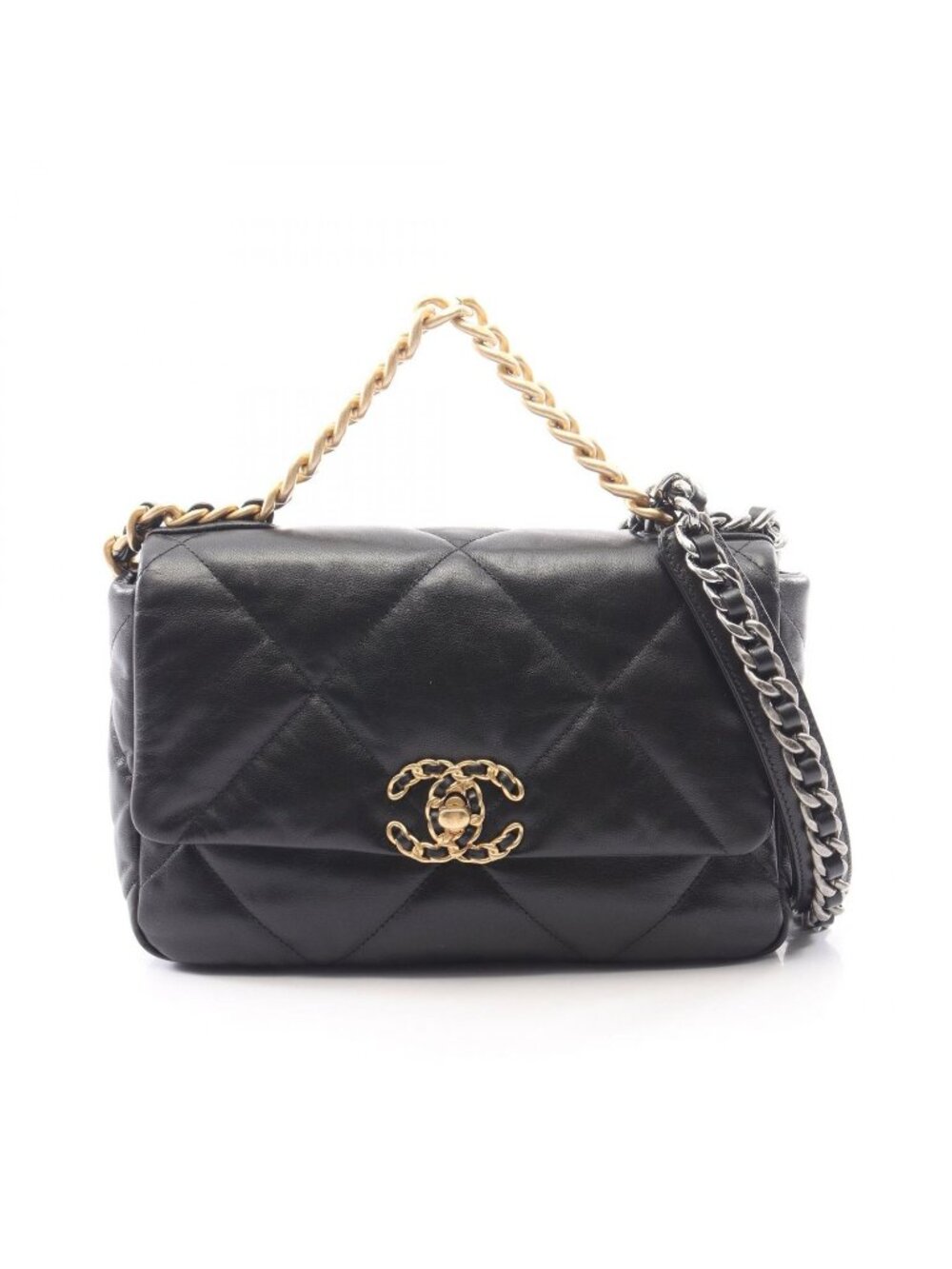 Chanel Shoulder Bag 19 Dizeneuf Quilted 2-Way Black Lambskin 19 Chain